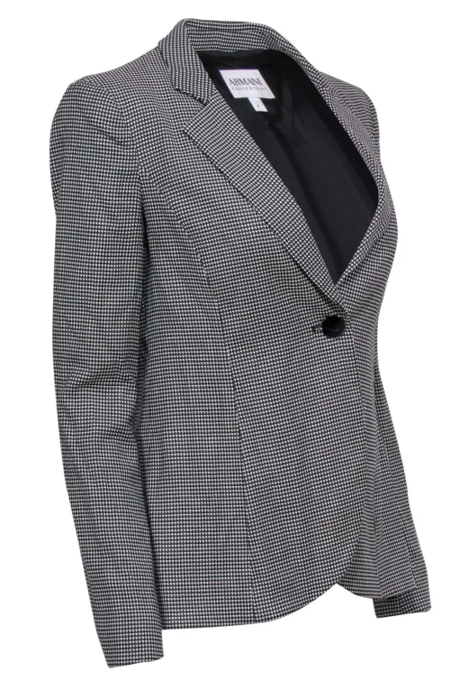 Armani Collezioni - Black & White Houndstooth Wool Blazer Sz 4
