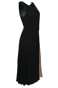 Armani Collezioni - Black Gathered Side Tank Dress w/ Nude Slit Sz 12
