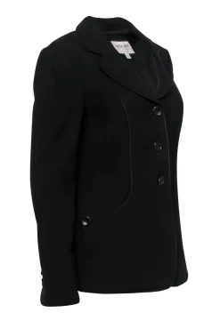 Armani Collezioni - Black Wool Blazer w/ Back Buttons & Rope Trim Sz 8