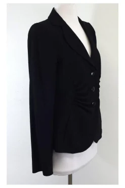 Armani Collezioni - Black Pinstripe Ruched Blazer Sz 6