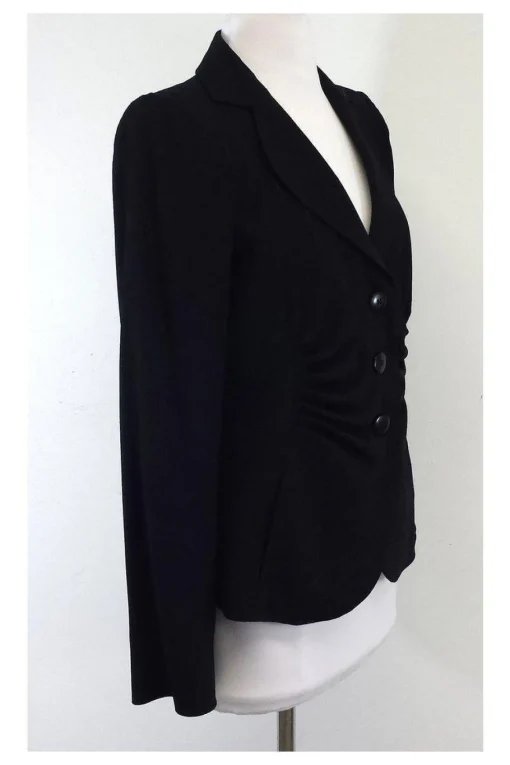 Armani Collezioni - Black Pinstripe Ruched Blazer Sz 6