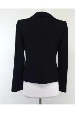 Armani Collezioni - Black Pinstripe Ruched Blazer Sz 6