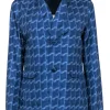Armani Collezioni - Blue Abstract Pattern Reversible Jacket w/ Mock Collar Sz 8