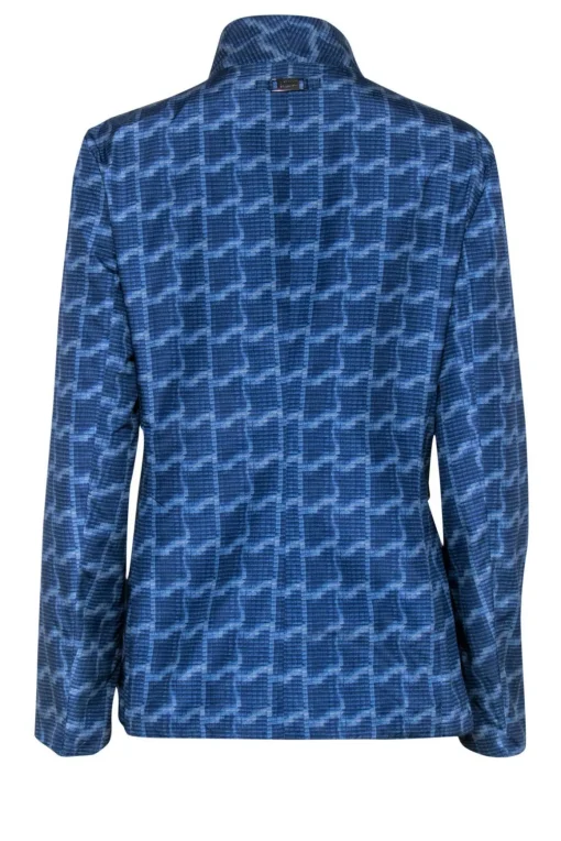Armani Collezioni - Blue Abstract Pattern Reversible Jacket w/ Mock Collar Sz 8