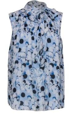 Armani Collezioni - Blue Bubble Printed Silk Tie Neck Blouse Sz 8
