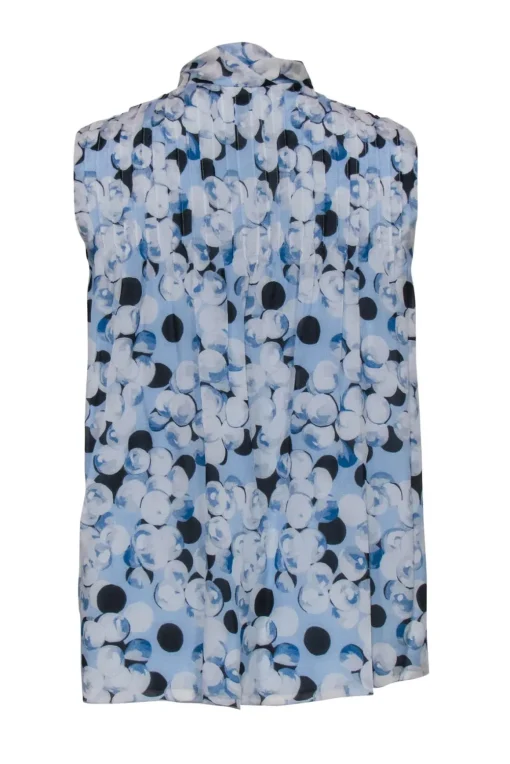 Armani Collezioni - Blue Bubble Printed Silk Tie Neck Blouse Sz 8