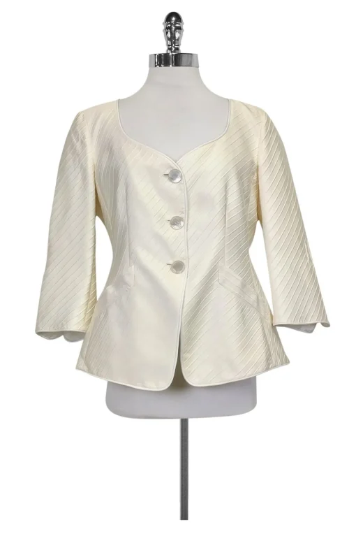 Armani Collezioni - Cream Textured Silk Blend Blazer Sz 10