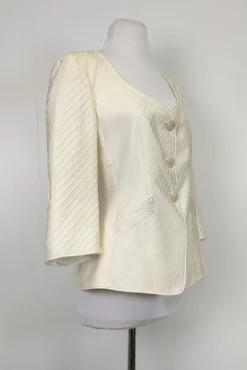 Armani Collezioni - Cream Textured Silk Blend Blazer Sz 10
