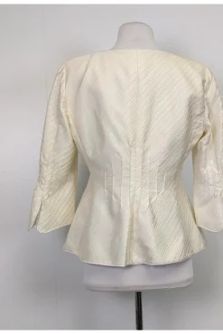 Armani Collezioni - Cream Textured Silk Blend Blazer Sz 10