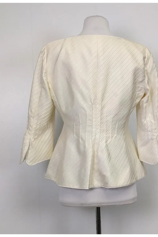 Armani Collezioni - Cream Textured Silk Blend Blazer Sz 10