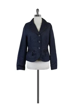 Armani Collezioni - Navy Quilted Nylon Jacket Sz 8