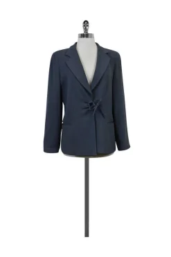 Armani Collezioni - Slate Blue Waist Tie Jacket Sz 12