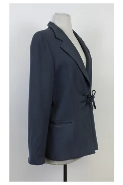 Armani Collezioni - Slate Blue Waist Tie Jacket Sz 12