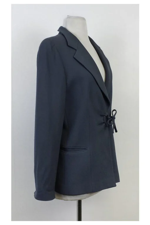 Armani Collezioni - Slate Blue Waist Tie Jacket Sz 12