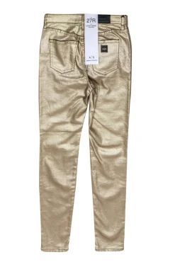Armani Exchange - Gold Metallic Wax Coated "Super Skinny" Jeans Sz 27