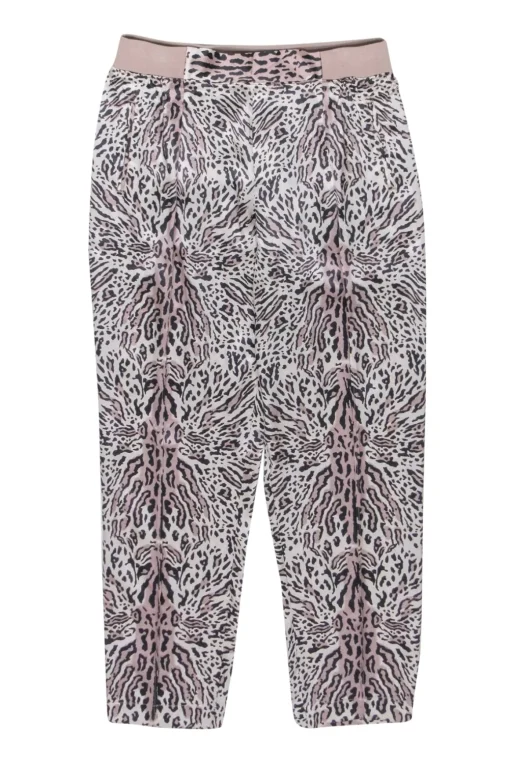 ATM - Beige & Black Ocelot Print Silk Pull-On Pants Sz S