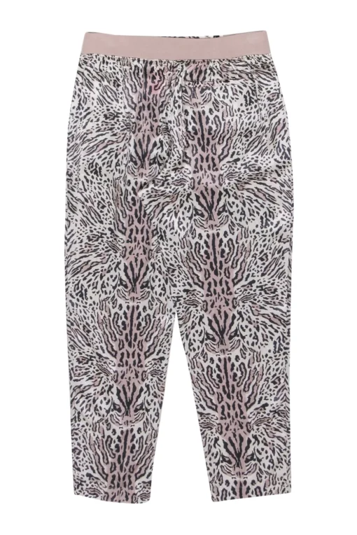 ATM - Beige & Black Ocelot Print Silk Pull-On Pants Sz S