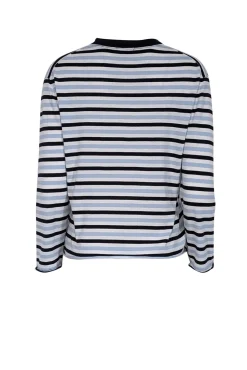 ATM - White, Black & Blue Striped Knit Long Sleeve Top Sz XS