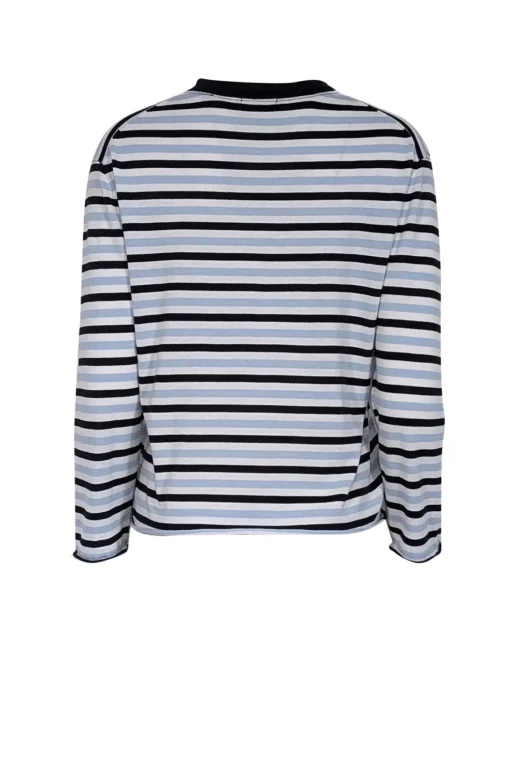 ATM - White, Black & Blue Striped Knit Long Sleeve Top Sz XS