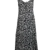 Auguste - Black & White Floral Print Sleeveless Midi Dress Sz M