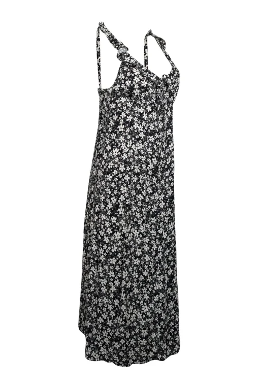 Auguste - Black & White Floral Print Sleeveless Midi Dress Sz M