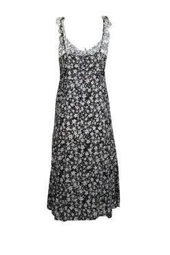 Auguste - Black & White Floral Print Sleeveless Midi Dress Sz M