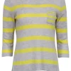 Autumn Cashmere - Grey & Yellow Striped Cashmere Sweater Sz M