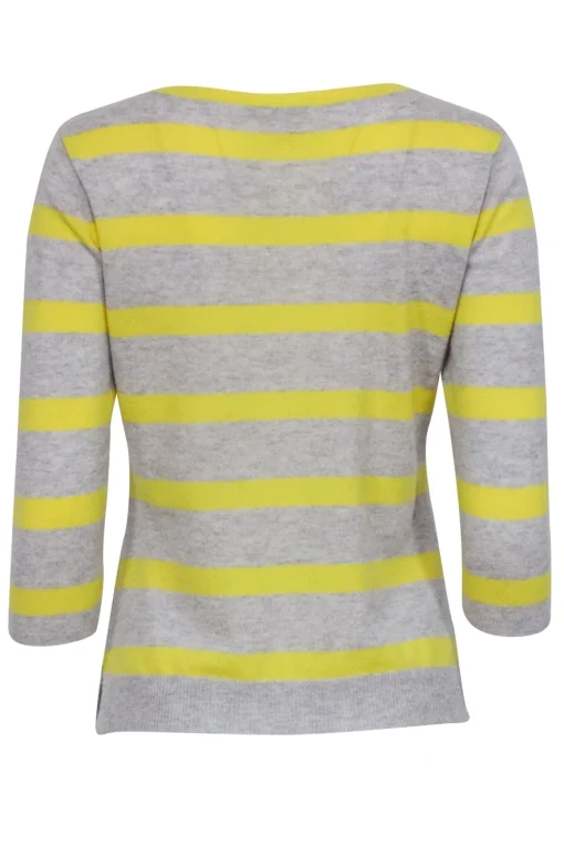 Autumn Cashmere - Grey & Yellow Striped Cashmere Sweater Sz M