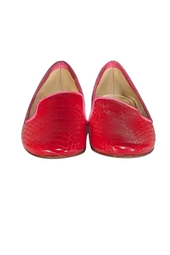 Avec Moderation - Red Croc Embossed Leather Flats Sz 7