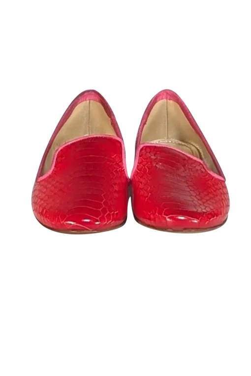 Avec Moderation - Red Croc Embossed Leather Flats Sz 7