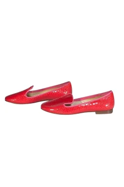 Avec Moderation - Red Croc Embossed Leather Flats Sz 7