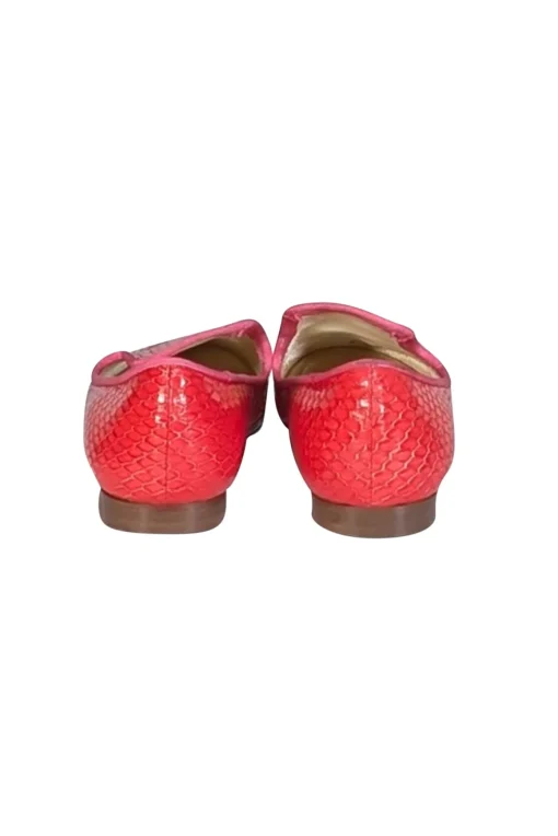 Avec Moderation - Red Croc Embossed Leather Flats Sz 7