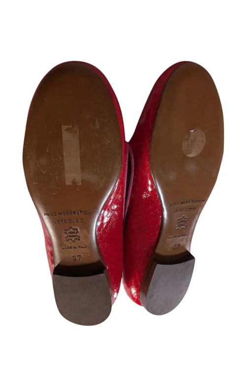 Avec Moderation - Red Croc Embossed Leather Flats Sz 7