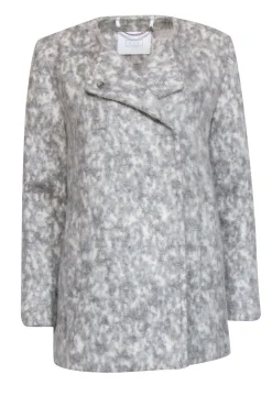AYR - Gray & White Marbled Fuzzy Overcoat Sz M