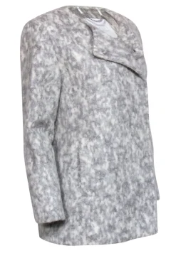 AYR - Gray & White Marbled Fuzzy Overcoat Sz M