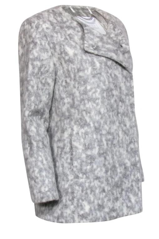 AYR - Gray & White Marbled Fuzzy Overcoat Sz M