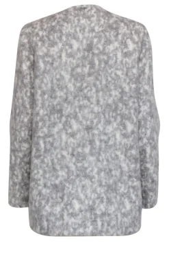 AYR - Gray & White Marbled Fuzzy Overcoat Sz M