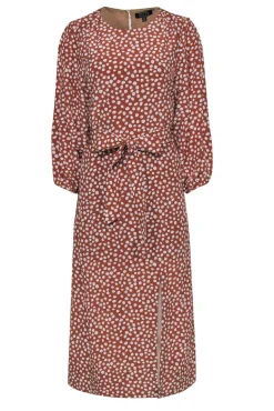 AYR - Light Brown & White Polka Dot Belted Silk Maxi Dress Sz S
