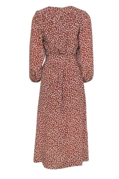 AYR - Light Brown & White Polka Dot Belted Silk Maxi Dress Sz S