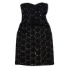 Badgley Mischka - Black Floral Eyelet Strapless Dress Sz 4