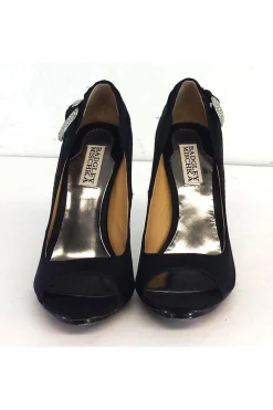 Badgley Mischka - Black Satin Peep Toe Heels Sz 6.5