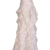 Badgley Mischka - Ivory Ruffle Trim Strapless Formal Dress Sz 4