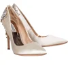 Badgley Mischka - Ivory Satin Jeweled Heel Pumps Sz 8