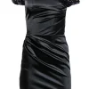 Badgley Mischka Collection - Black Sheath Dress w/ Rhinestone Sleeves Sz 0