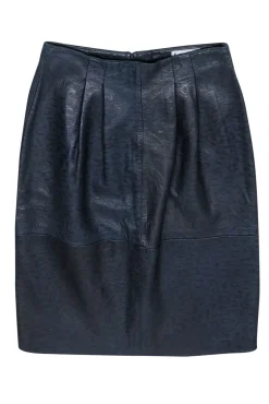 Bagatelle - Navy Leather Leopard Spotted Embossed Skirt Sz 14