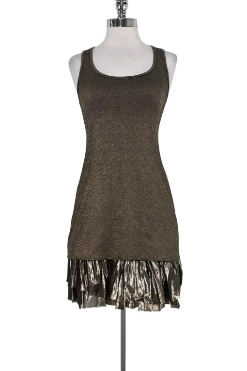 Bailey 44 - Gold Metallic Racer Back Dress Sz S
