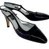 Baldan - Navy & Black Leather Cap Toe Slingbacks Sz 9