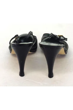Baldan - Navy & Black Leather Cap Toe Slingbacks Sz 9