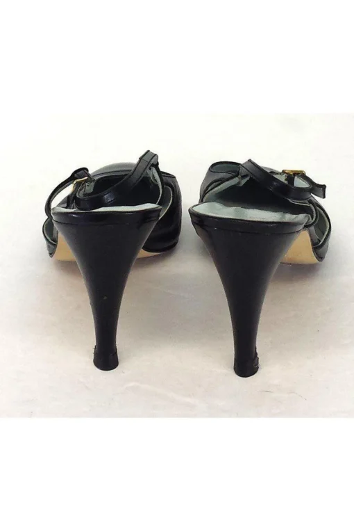 Baldan - Navy & Black Leather Cap Toe Slingbacks Sz 9