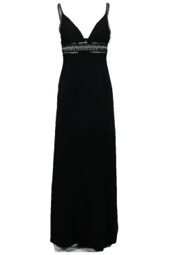 Balenciaga - Black Sleeveless Gown w/ Silver Embroidery Sz M